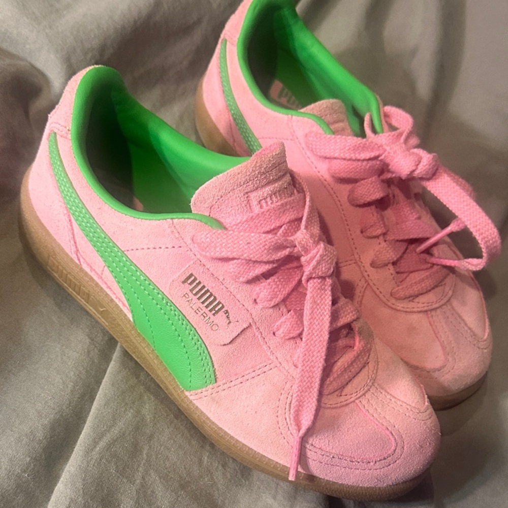 Puma Palermo Pink and Green Sneakers
